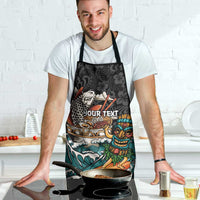 Personalized Japanese Koi Fish Ramen Apron Tiki Surfing Wagara Hibiscus Pattern