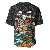 Personalized Japanese Koi Fish Ramen Baseball Jersey Tiki Surfing Wagara Hibiscus Pattern