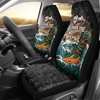 Personalized Japanese Koi Fish Ramen Car Seat Cover Tiki Surfing Wagara Hibiscus Pattern