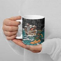 Personalized Japanese Koi Fish Ramen Ceramic Mug Tiki Surfing Wagara Hibiscus Pattern