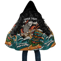 Personalized Japanese Koi Fish Ramen Cloak Tiki Surfing Wagara Hibiscus Pattern