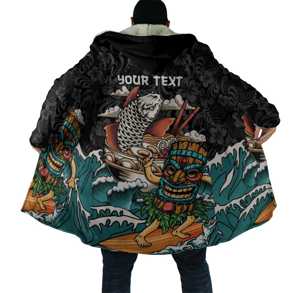 Personalized Japanese Koi Fish Ramen Cloak Tiki Surfing Wagara Hibiscus Pattern