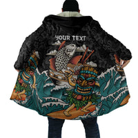 Personalized Japanese Koi Fish Ramen Cloak Tiki Surfing Wagara Hibiscus Pattern
