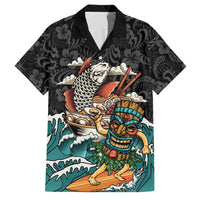 Personalized Japanese Koi Fish Ramen Family Matching Summer Maxi Dress and Hawaiian Shirt Tiki Surfing Wagara Hibiscus Pattern