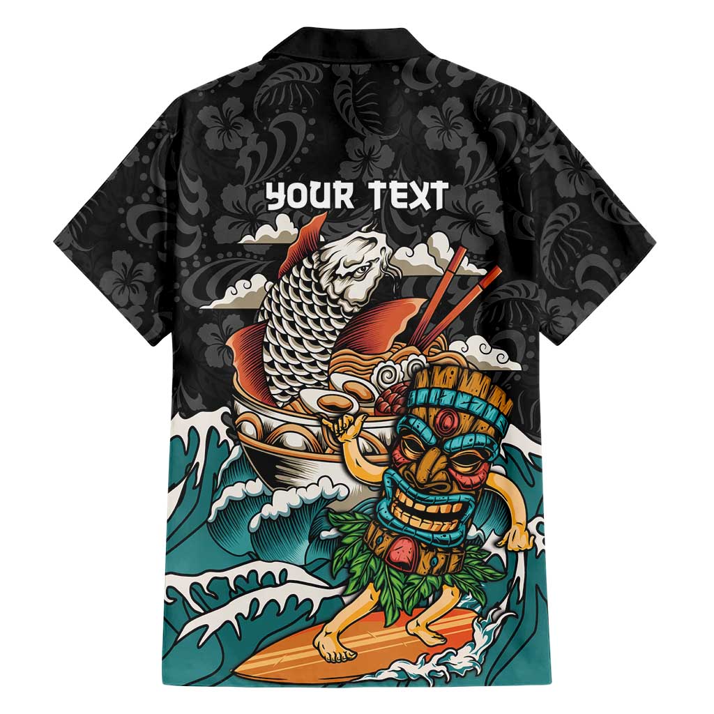 Personalized Japanese Koi Fish Ramen Hawaiian Shirt Tiki Surfing Wagara Hibiscus Pattern