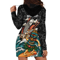 Personalized Japanese Koi Fish Ramen Hoodie Dress Tiki Surfing Wagara Hibiscus Pattern