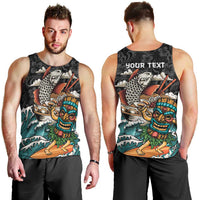 Personalized Japanese Koi Fish Ramen Men Tank Top Tiki Surfing Wagara Hibiscus Pattern