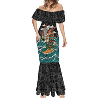 Personalized Japanese Koi Fish Ramen Mermaid Dress Tiki Surfing Wagara Hibiscus Pattern