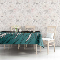 Personalized Japanese Koi Fish Ramen Tablecloth Tiki Surfing Wagara Hibiscus Pattern