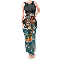 Personalized Japanese Koi Fish Ramen Tank Maxi Dress Tiki Surfing Wagara Hibiscus Pattern