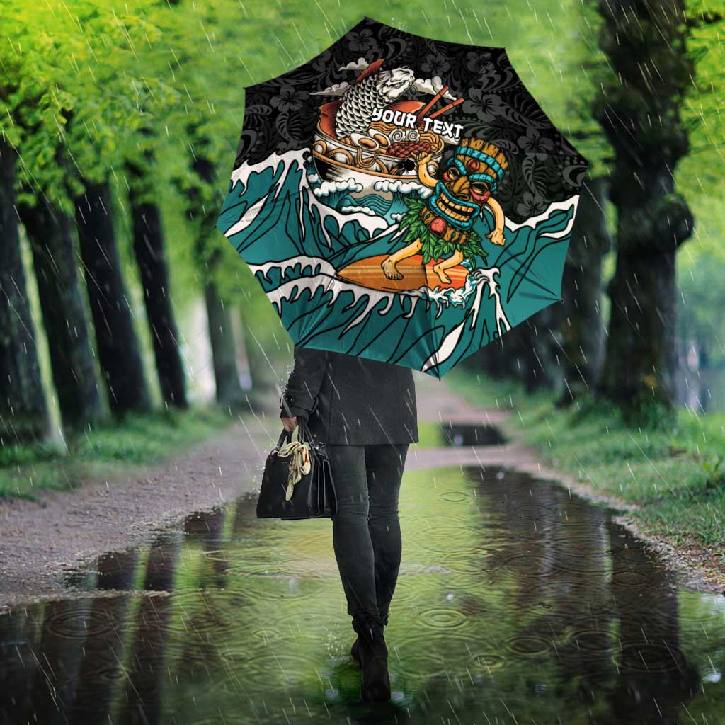 Personalized Japanese Koi Fish Ramen Umbrella Tiki Surfing Wagara Hibiscus Pattern