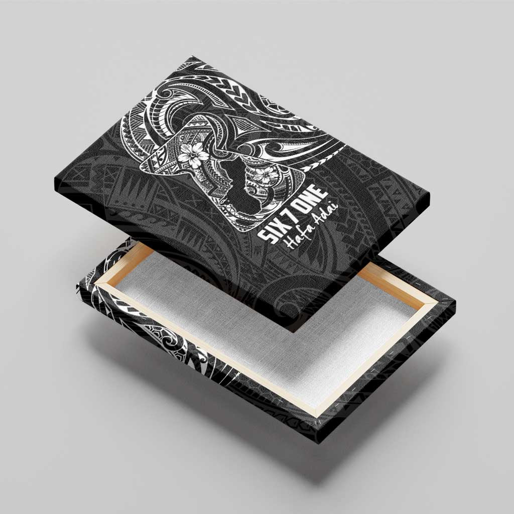 Black Guam Latte Stone Tribal Tattoo Canvas Wall Art Hafa Adai Six 7 One