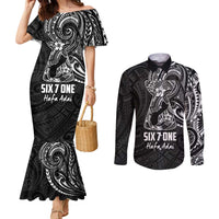 Black Guam Latte Stone Tribal Tattoo Couples Matching Mermaid Dress and Long Sleeve Button Shirt Hafa Adai Six 7 One