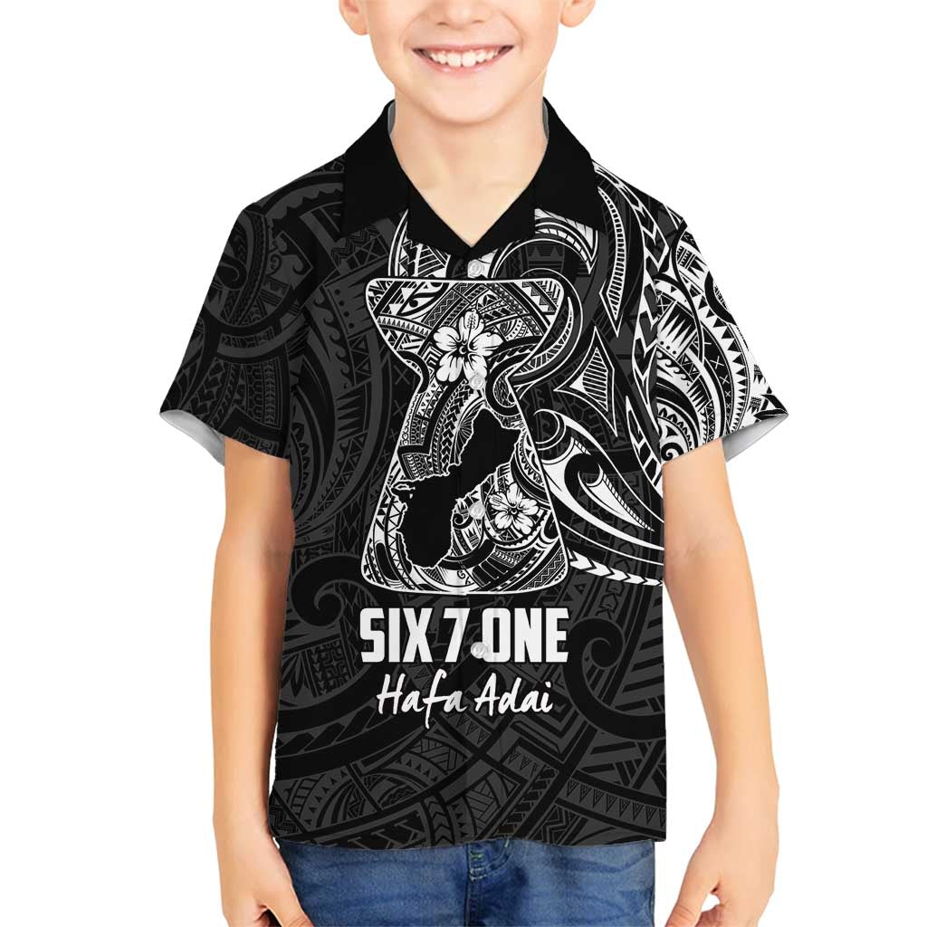 Black Guam Latte Stone Tribal Tattoo Family Matching Long Sleeve Bodycon Dress and Hawaiian Shirt Hafa Adai Six 7 One LT9 Son's Shirt Black - Polynesian Pride
