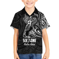 Black Guam Latte Stone Tribal Tattoo Family Matching Long Sleeve Bodycon Dress and Hawaiian Shirt Hafa Adai Six 7 One LT9 Son's Shirt Black - Polynesian Pride