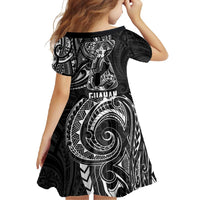 Black Guam Latte Stone Tribal Tattoo Family Matching Short Sleeve Bodycon Dress and Hawaiian Shirt Hafa Adai Six 7 One LT9 - Polynesian Pride