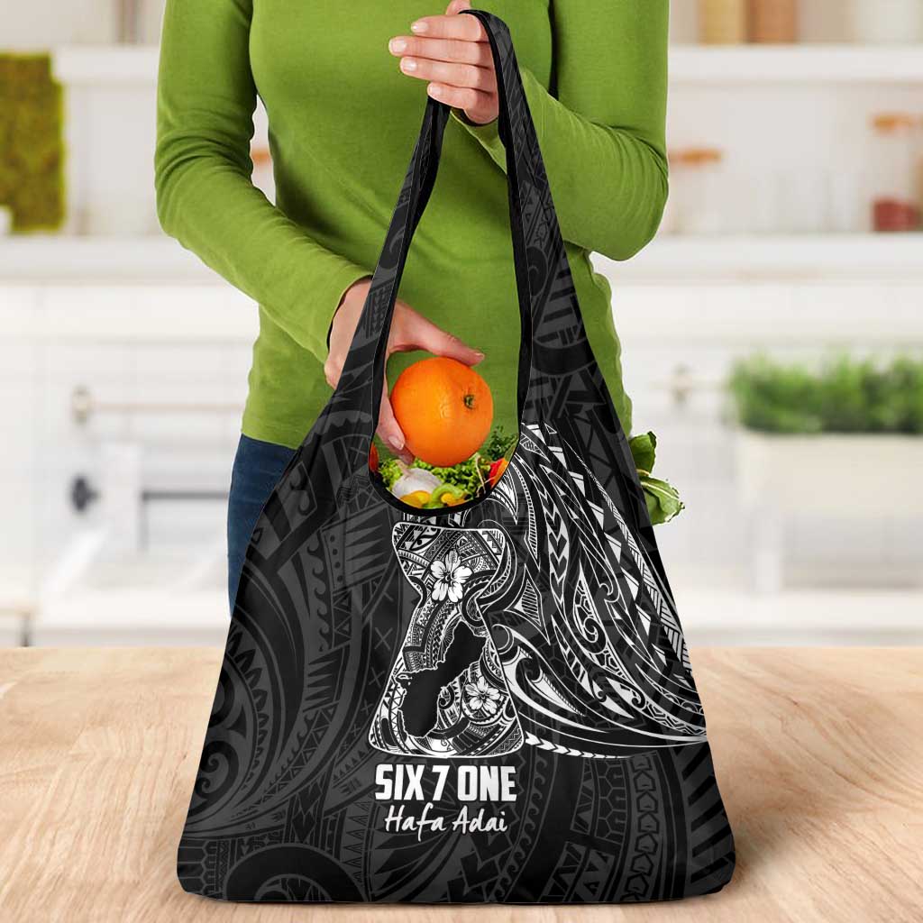 Black Guam Latte Stone Tribal Tattoo Grocery Bag Hafa Adai Six 7 One
