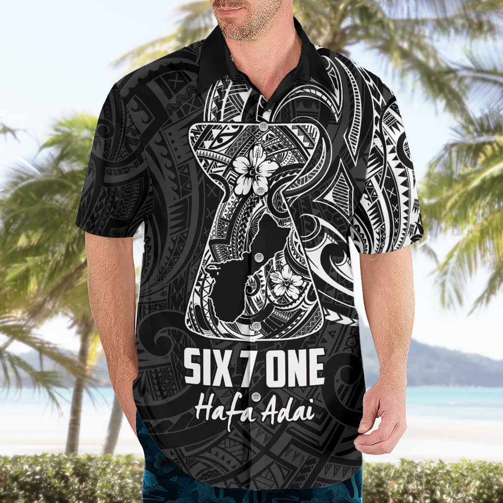 Black Guam Latte Stone Tribal Tattoo Hawaiian Shirt Hafa Adai Six 7 One
