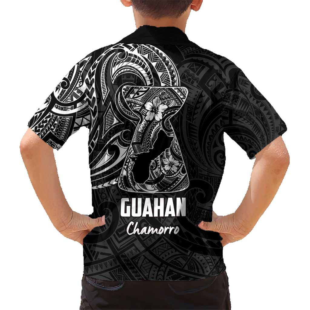 Black Guam Latte Stone Tribal Tattoo Kid Hawaiian Shirt Hafa Adai Six 7 One