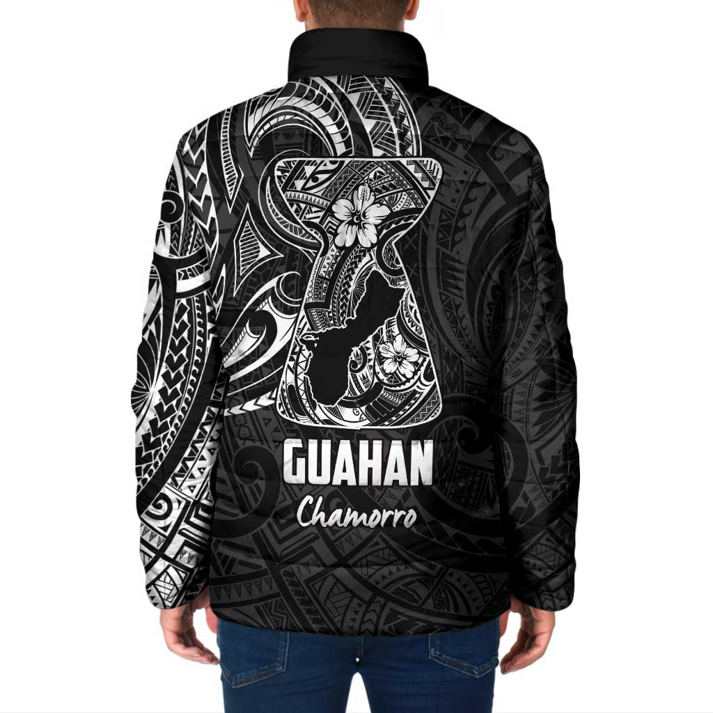 Black Guam Latte Stone Tribal Tattoo Padded Jacket Hafa Adai Six 7 One - Polynesian Pride