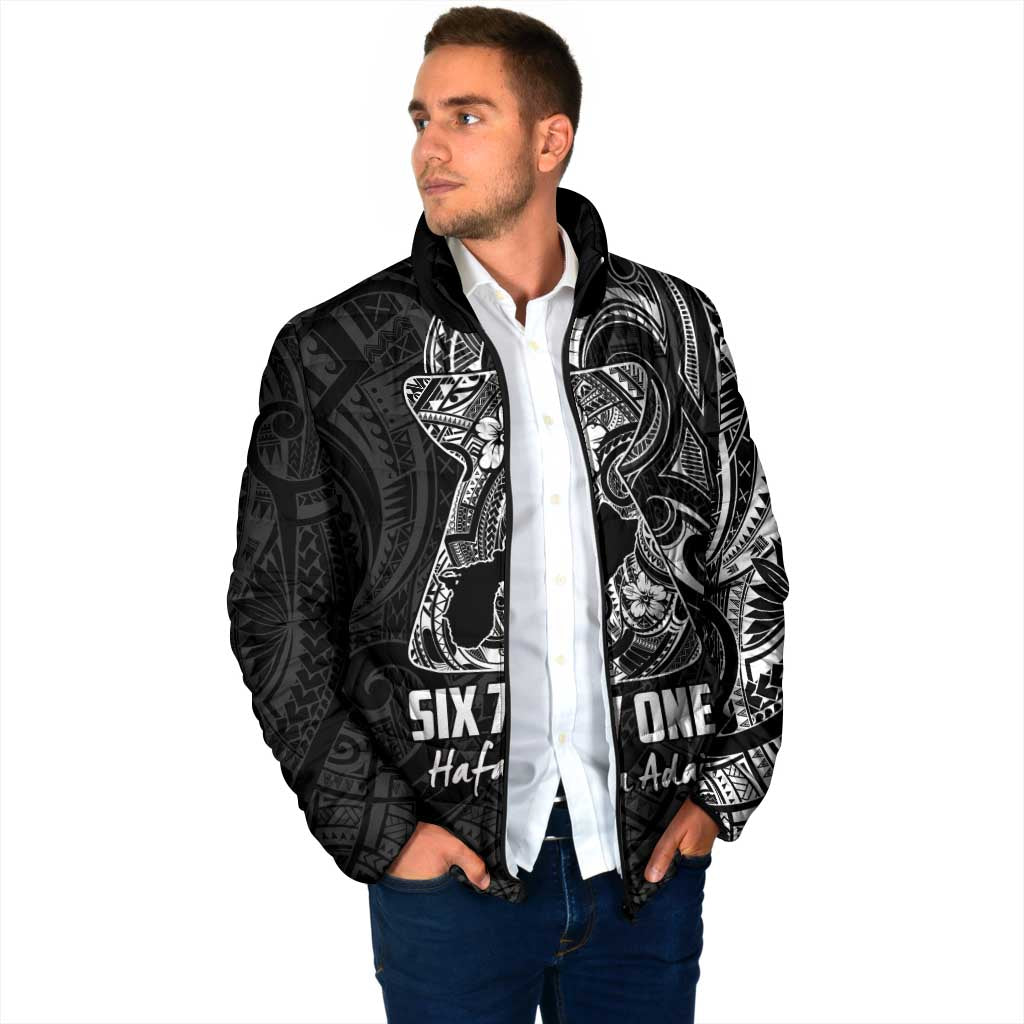 Black Guam Latte Stone Tribal Tattoo Padded Jacket Hafa Adai Six 7 One - Polynesian Pride