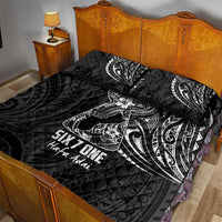 Black Guam Latte Stone Tribal Tattoo Quilt Bed Set Hafa Adai Six 7 One