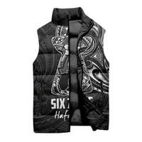 Black Guam Latte Stone Tribal Tattoo Sleeveless Puffer Jacket Hafa Adai Six 7 One - Polynesian Pride