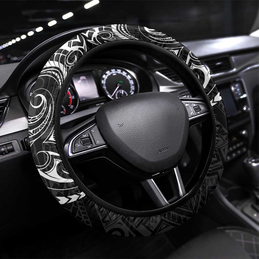 Black Guam Latte Stone Tribal Tattoo Steering Wheel Cover Hafa Adai Six 7 One