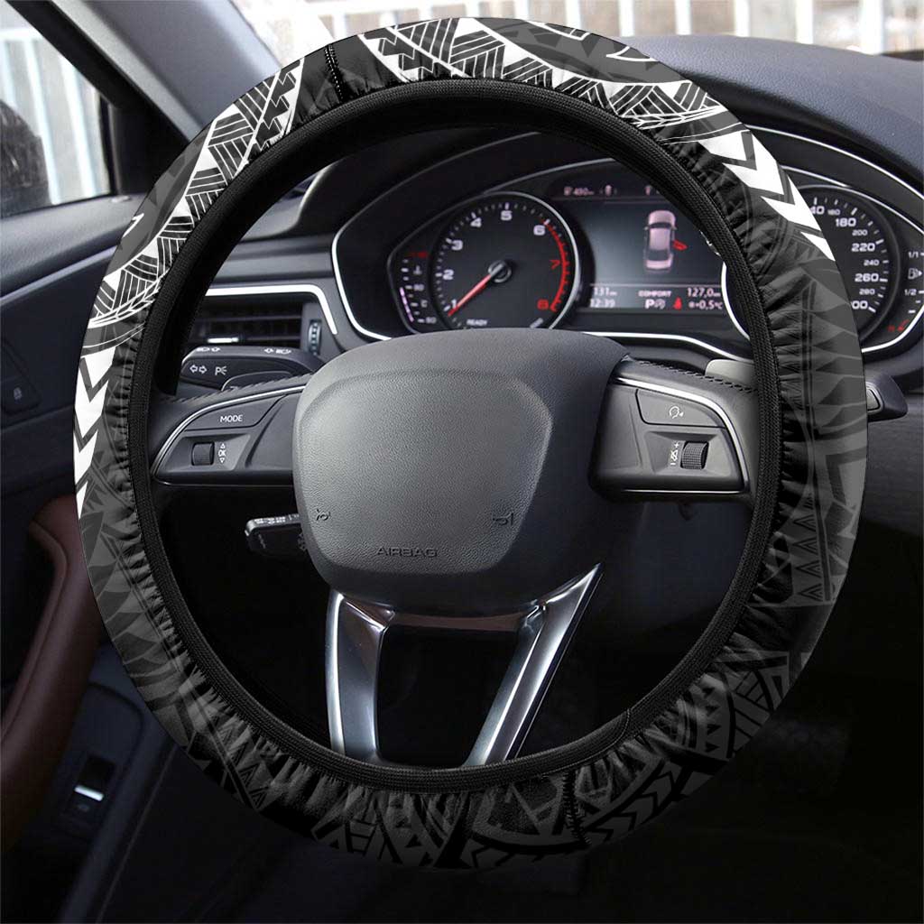Black Guam Latte Stone Tribal Tattoo Steering Wheel Cover Hafa Adai Six 7 One
