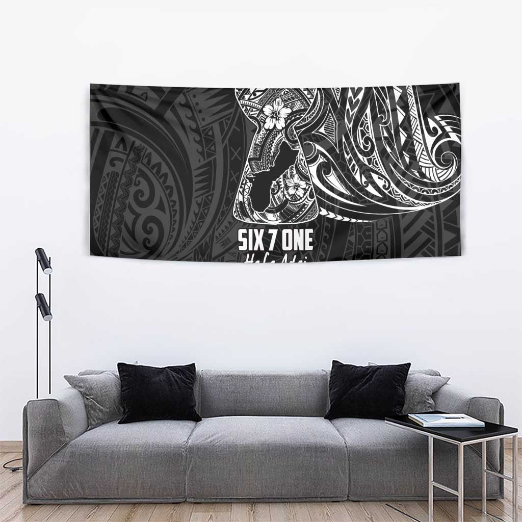 Black Guam Latte Stone Tribal Tattoo Tapestry Hafa Adai Six 7 One