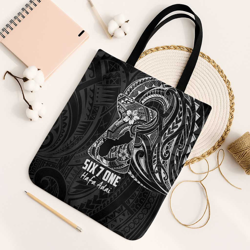 Black Guam Latte Stone Tribal Tattoo Tote Bag Hafa Adai Six 7 One - Polynesian Pride
