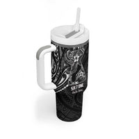 Black Guam Latte Stone Tribal Tattoo Tumbler With Handle Hafa Adai Six 7 One