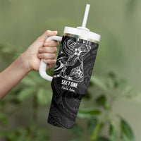 Black Guam Latte Stone Tribal Tattoo Tumbler With Handle Hafa Adai Six 7 One