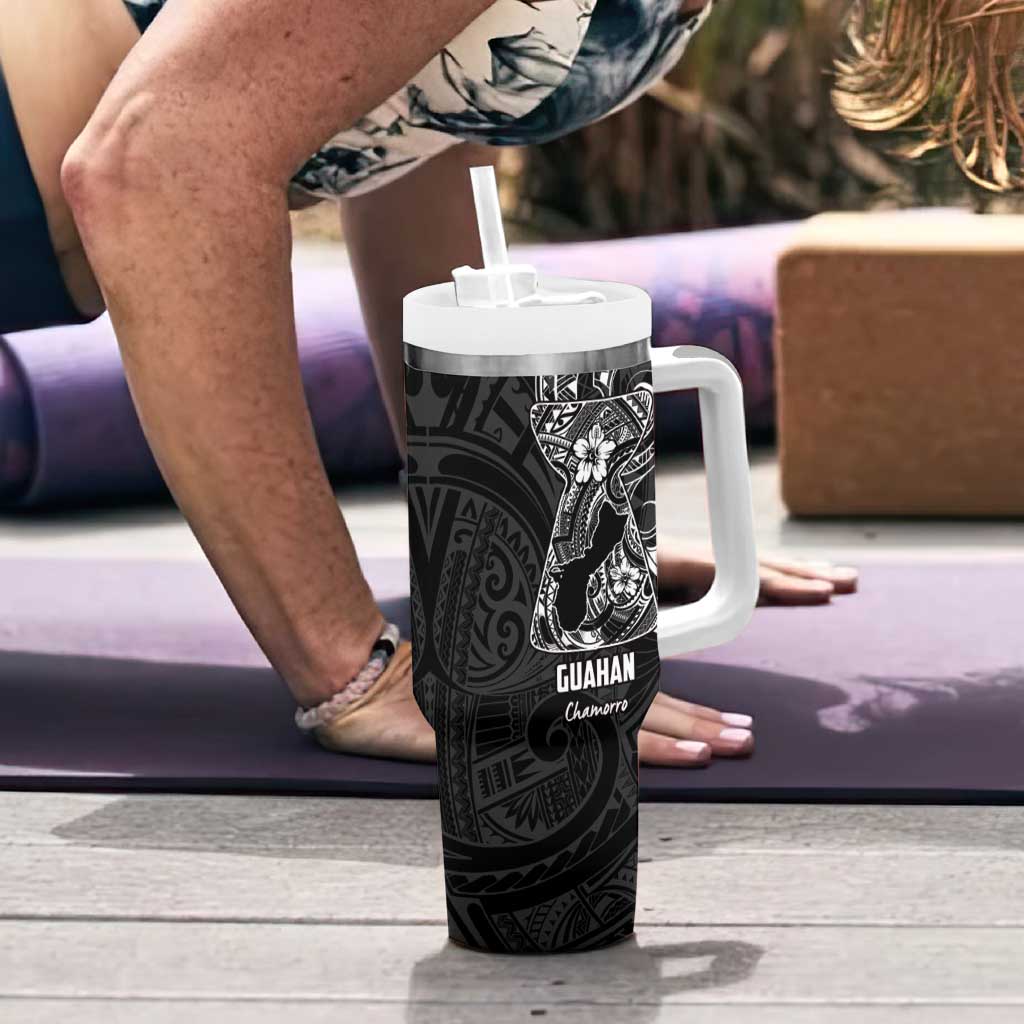 Black Guam Latte Stone Tribal Tattoo Tumbler With Handle Hafa Adai Six 7 One