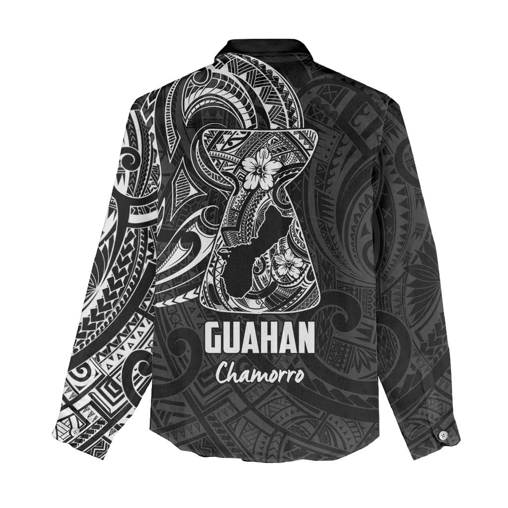 Black Guam Latte Stone Tribal Tattoo Women Casual Shirt Hafa Adai Six 7 One