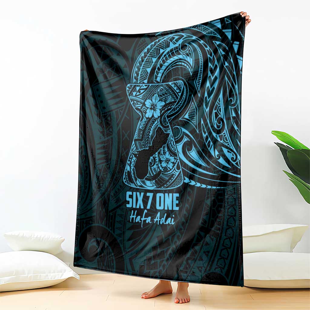 Blue Guam Latte Stone Tribal Tattoo Blanket Hafa Adai Six 7 One