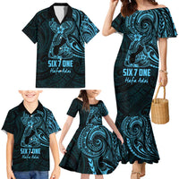 Blue Guam Latte Stone Tribal Tattoo Family Matching Mermaid Dress and Hawaiian Shirt Hafa Adai Six 7 One LT9 - Polynesian Pride