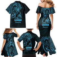 Blue Guam Latte Stone Tribal Tattoo Family Matching Mermaid Dress and Hawaiian Shirt Hafa Adai Six 7 One LT9 - Polynesian Pride