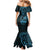 Blue Guam Latte Stone Tribal Tattoo Family Matching Mermaid Dress and Hawaiian Shirt Hafa Adai Six 7 One