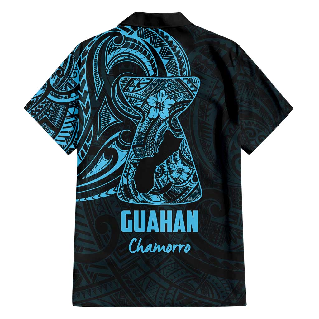 Blue Guam Latte Stone Tribal Tattoo Family Matching Short Sleeve Bodycon Dress and Hawaiian Shirt Hafa Adai Six 7 One LT9 - Polynesian Pride