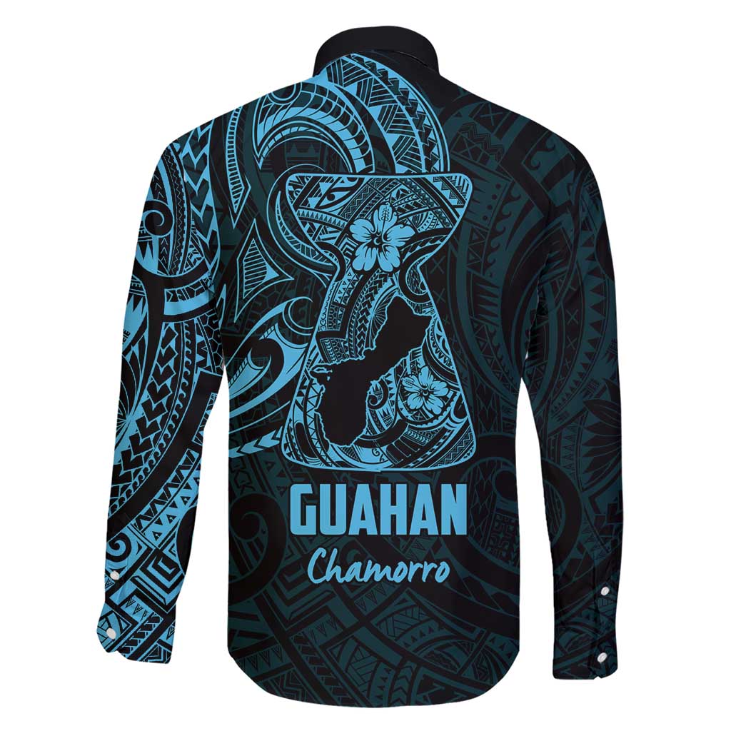 Blue Guam Latte Stone Tribal Tattoo Family Matching Short Sleeve Bodycon Dress and Hawaiian Shirt Hafa Adai Six 7 One LT9 - Polynesian Pride