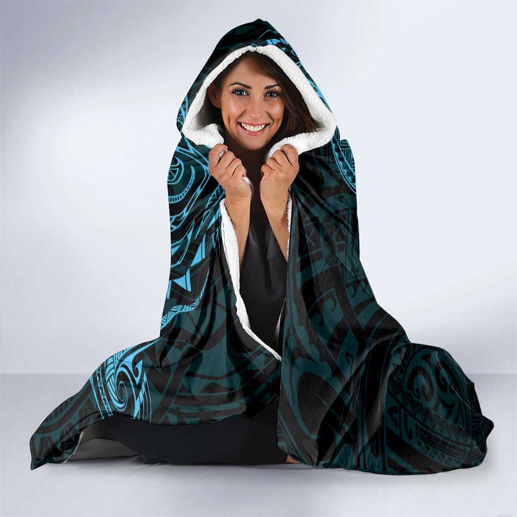 Blue Guam Latte Stone Tribal Tattoo Hooded Blanket Hafa Adai Six 7 One