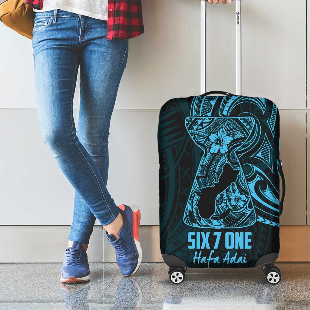 Blue Guam Latte Stone Tribal Tattoo Luggage Cover Hafa Adai Six 7 One
