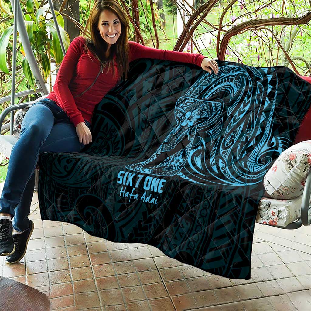Blue Guam Latte Stone Tribal Tattoo Quilt Hafa Adai Six 7 One