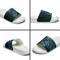 Blue Guam Latte Stone Tribal Tattoo Slide Sandals Hafa Adai Six 7 One - Polynesian Pride