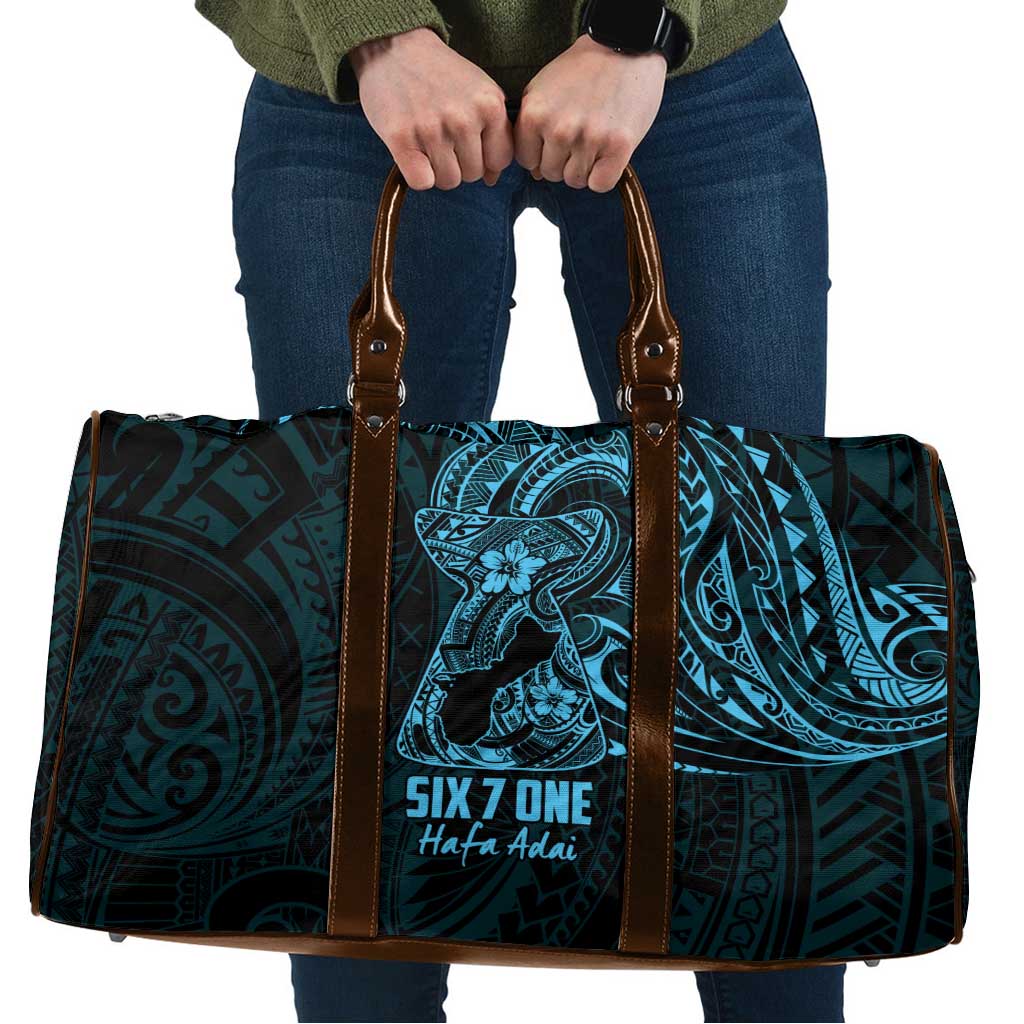 Blue Guam Latte Stone Tribal Tattoo Travel Bag Hafa Adai Six 7 One - Polynesian Pride