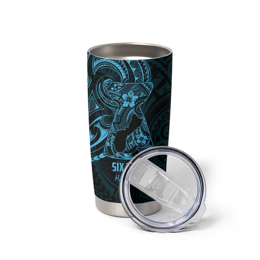 Blue Guam Latte Stone Tribal Tattoo Tumbler Cup Hafa Adai Six 7 One