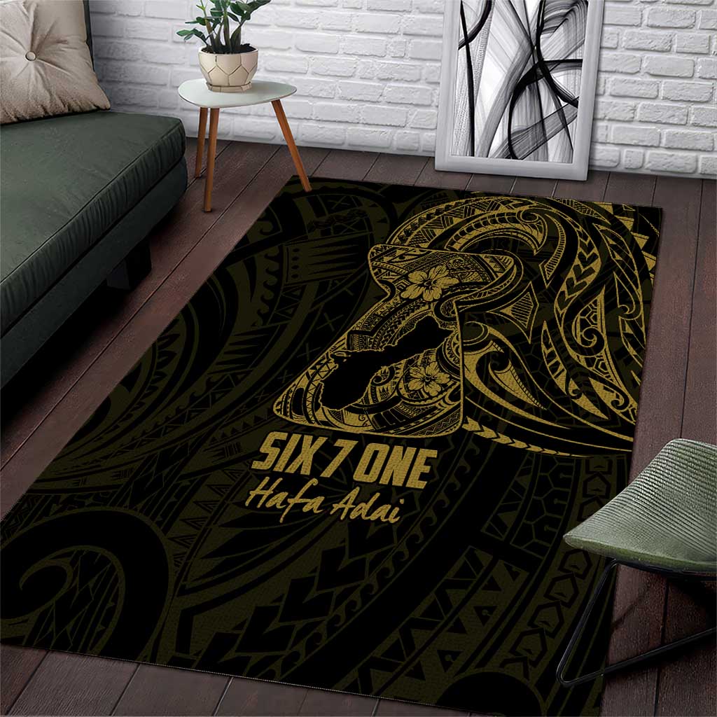 Gold Guam Latte Stone Tribal Tattoo Area Rug Hafa Adai Six 7 One