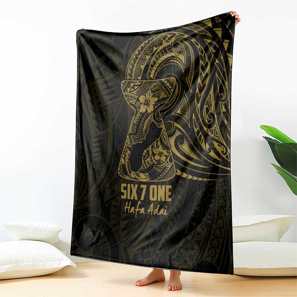 Gold Guam Latte Stone Tribal Tattoo Blanket Hafa Adai Six 7 One