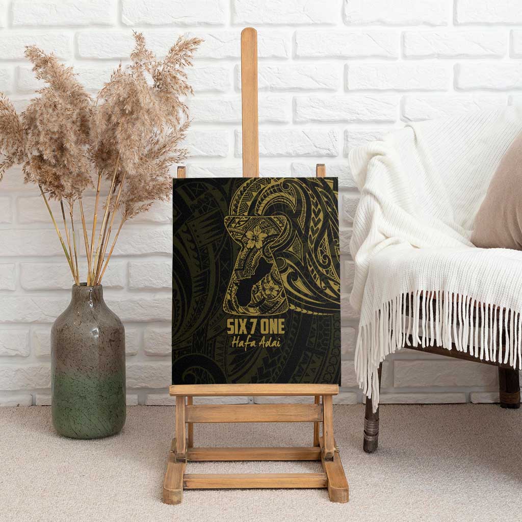 Gold Guam Latte Stone Tribal Tattoo Canvas Wall Art Hafa Adai Six 7 One
